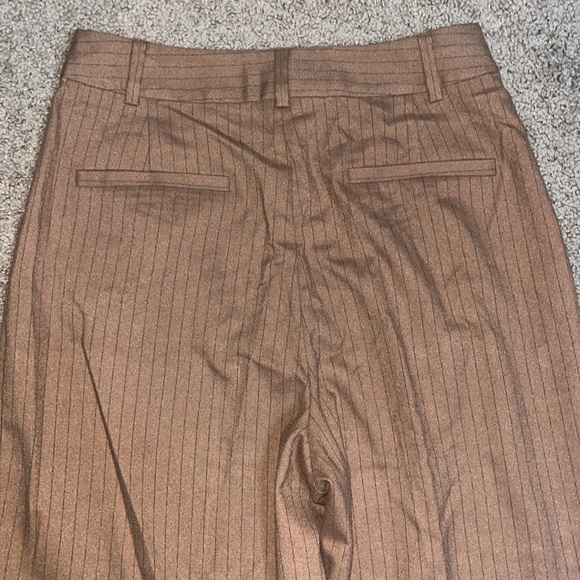 Favorite Daughter The Favorite High Rise Wide Leg Pants Camel Pinstripe 10 - Picture 10 of 12
